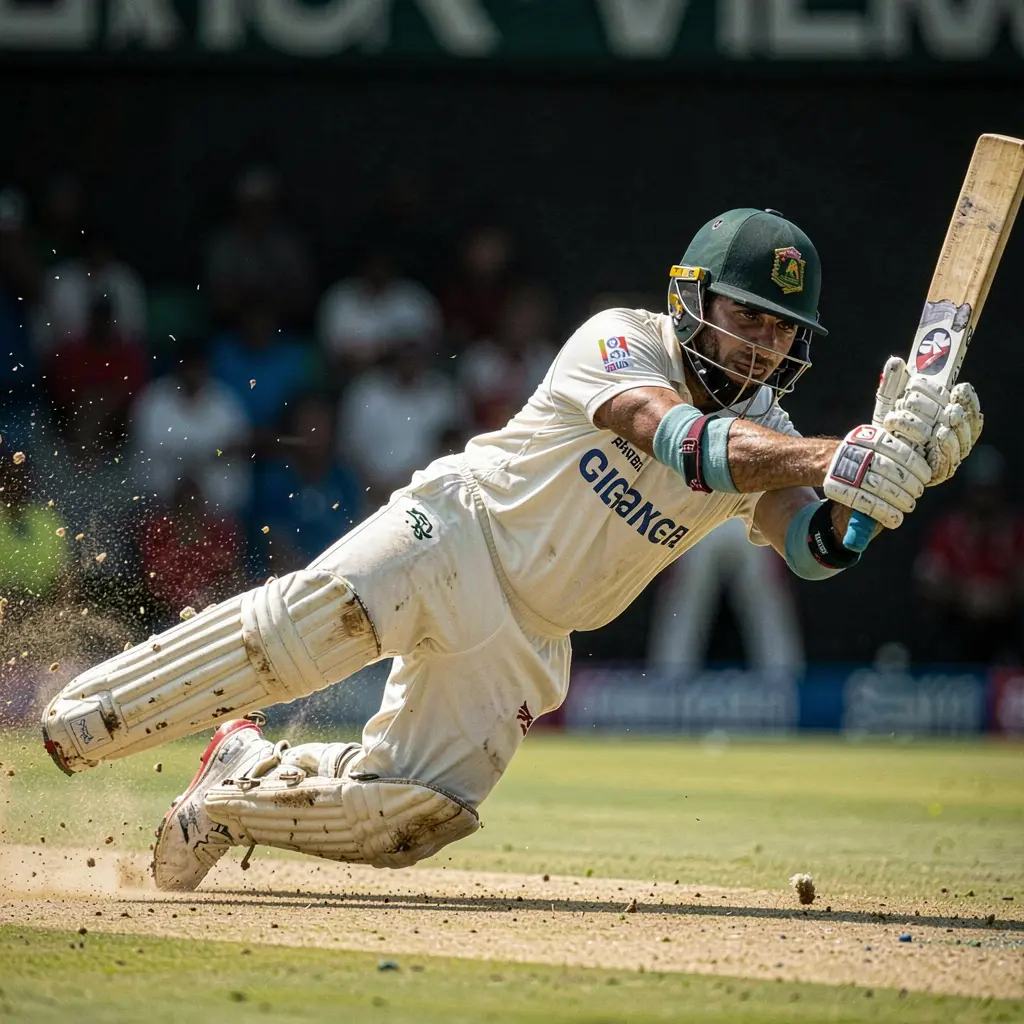 Close up view of a cricket batsman running between the wickets highlighting crucial moments for betting with 9H999 in Bangladesh