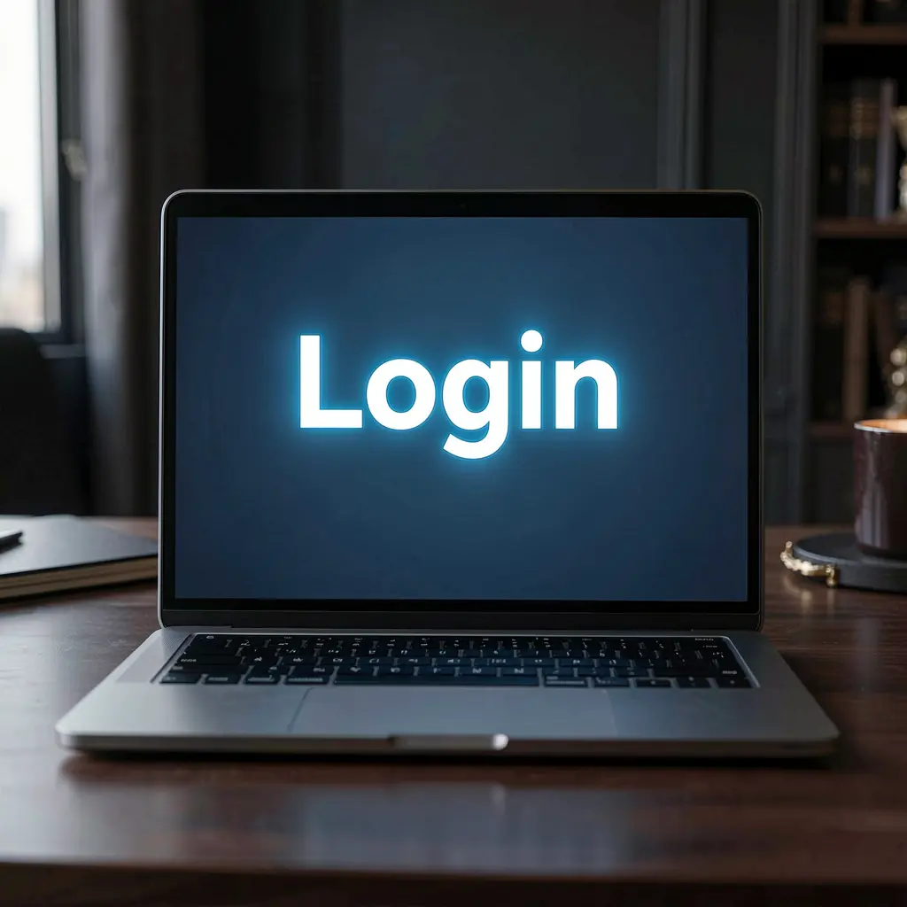 Modern laptop on a dark desk showing the 9H999 login page with a clean interface and bright login button for secure access in Bangladesh